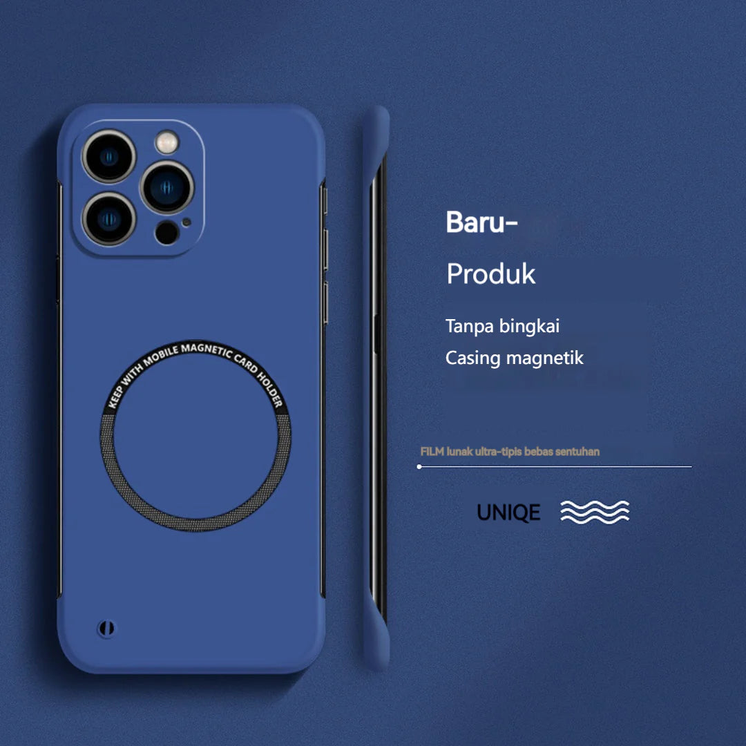 Casing Ponsel Magnetik PC Keras Ultra Tipis Tanpa Bingkai untuk iPhone