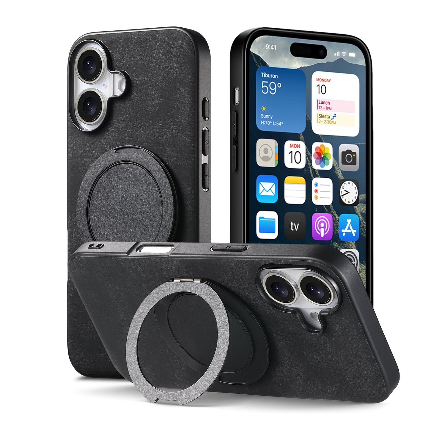 Casing iPhone dengan cincin magnet berputar bundar