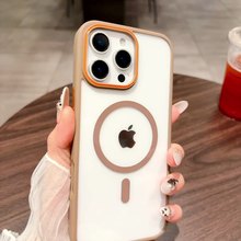 Casing iPhone magnetik warna kontras kuku cincin
