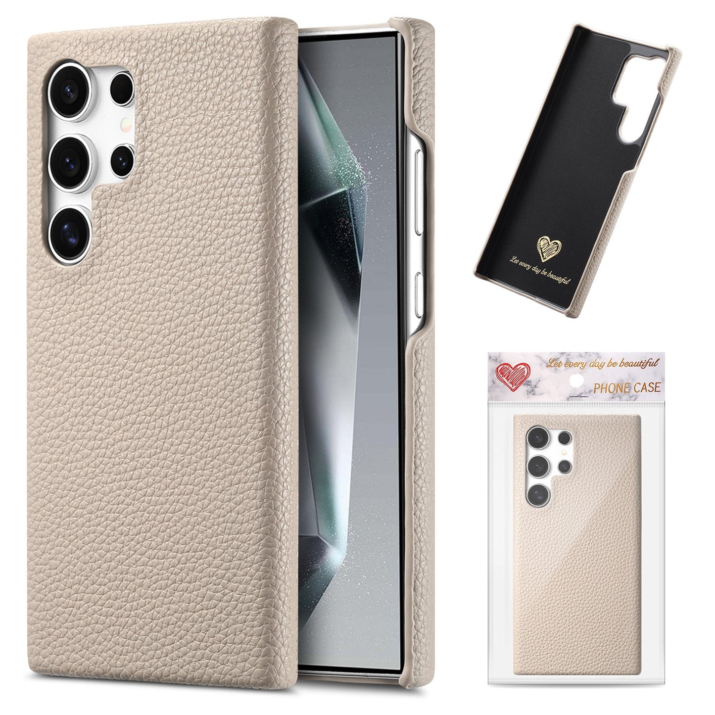Casing Dompet Samsung Motif Leci Warna Solid Sederhana