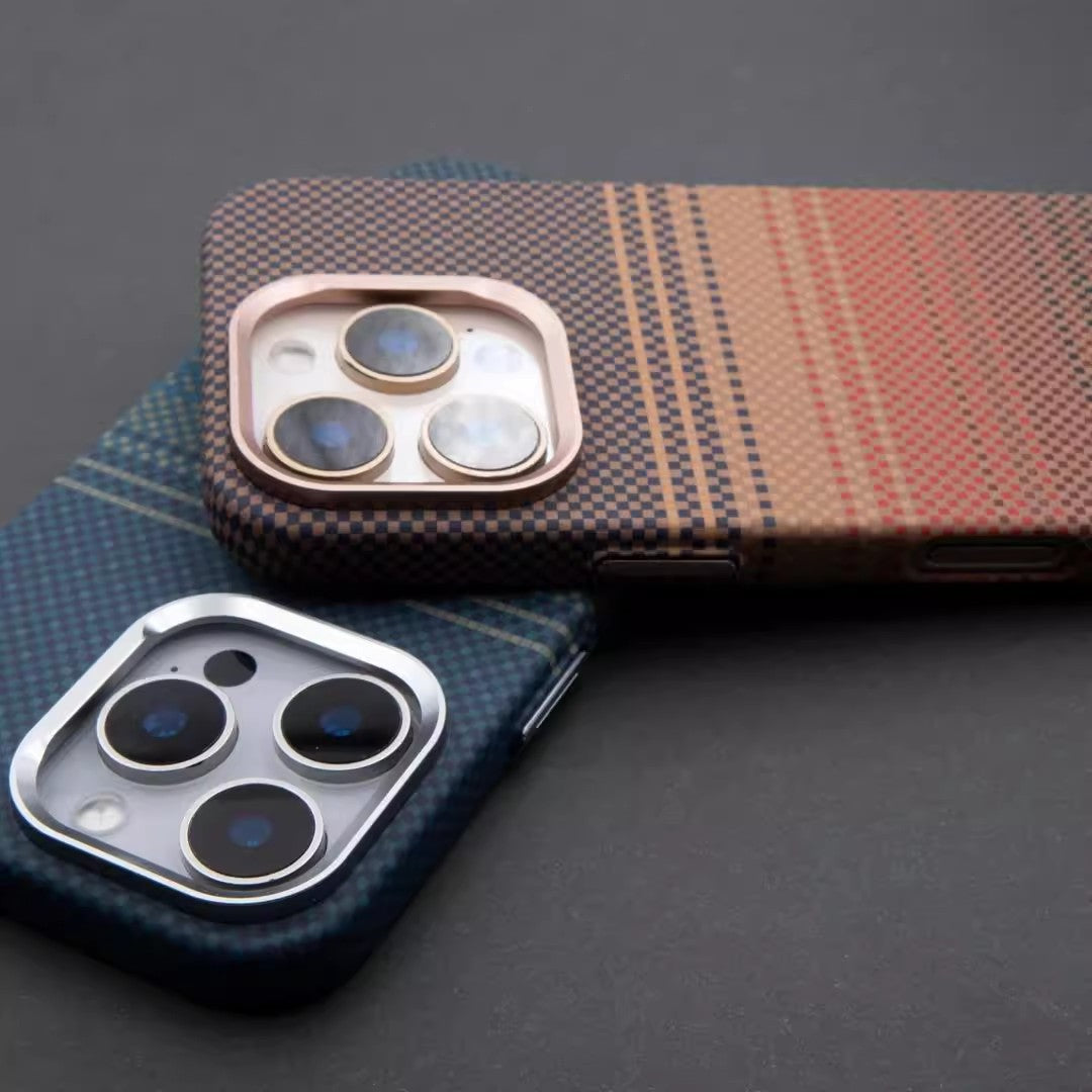 Casing iPhone Magnetik Serat Karbon Kevlar Bercahaya