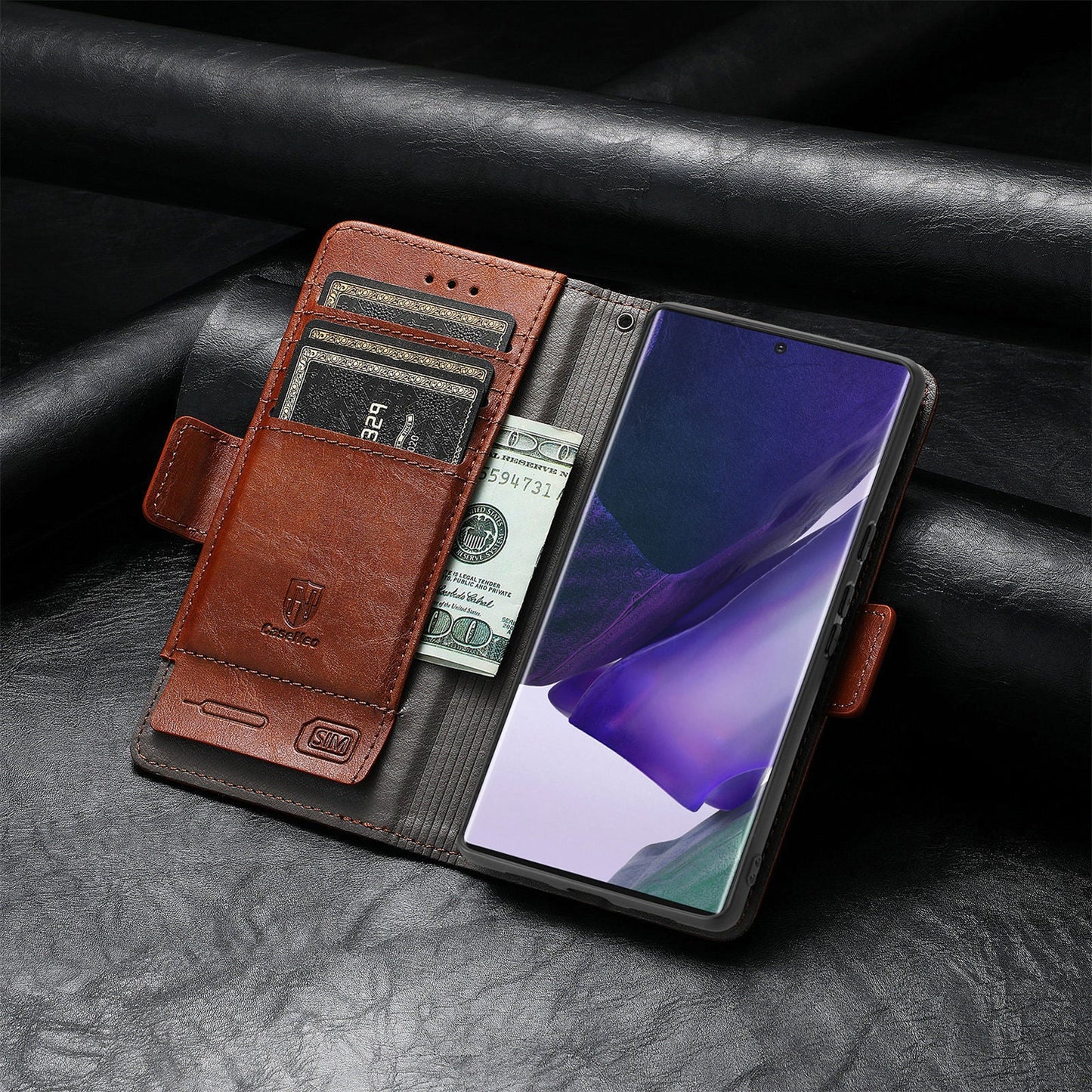 Casing pelindung Samsung flip magnetik sikat anti maling kulit