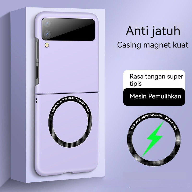 Casing ponsel Samsung Z Flip magnetik warna solid