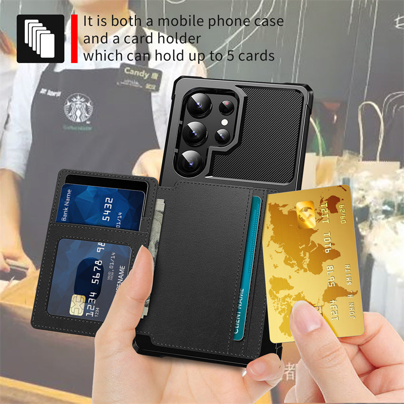 Casing ponsel Samsung berbahan kulit magnetik untuk mobil