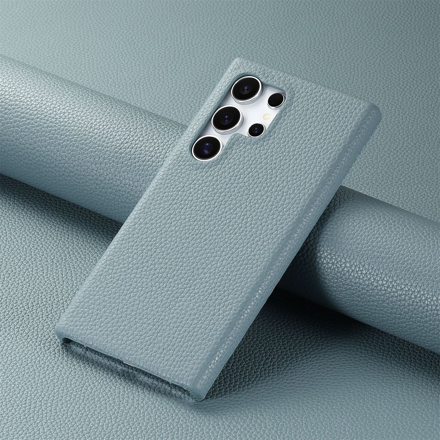Casing Dompet Samsung Motif Leci Warna Solid Sederhana