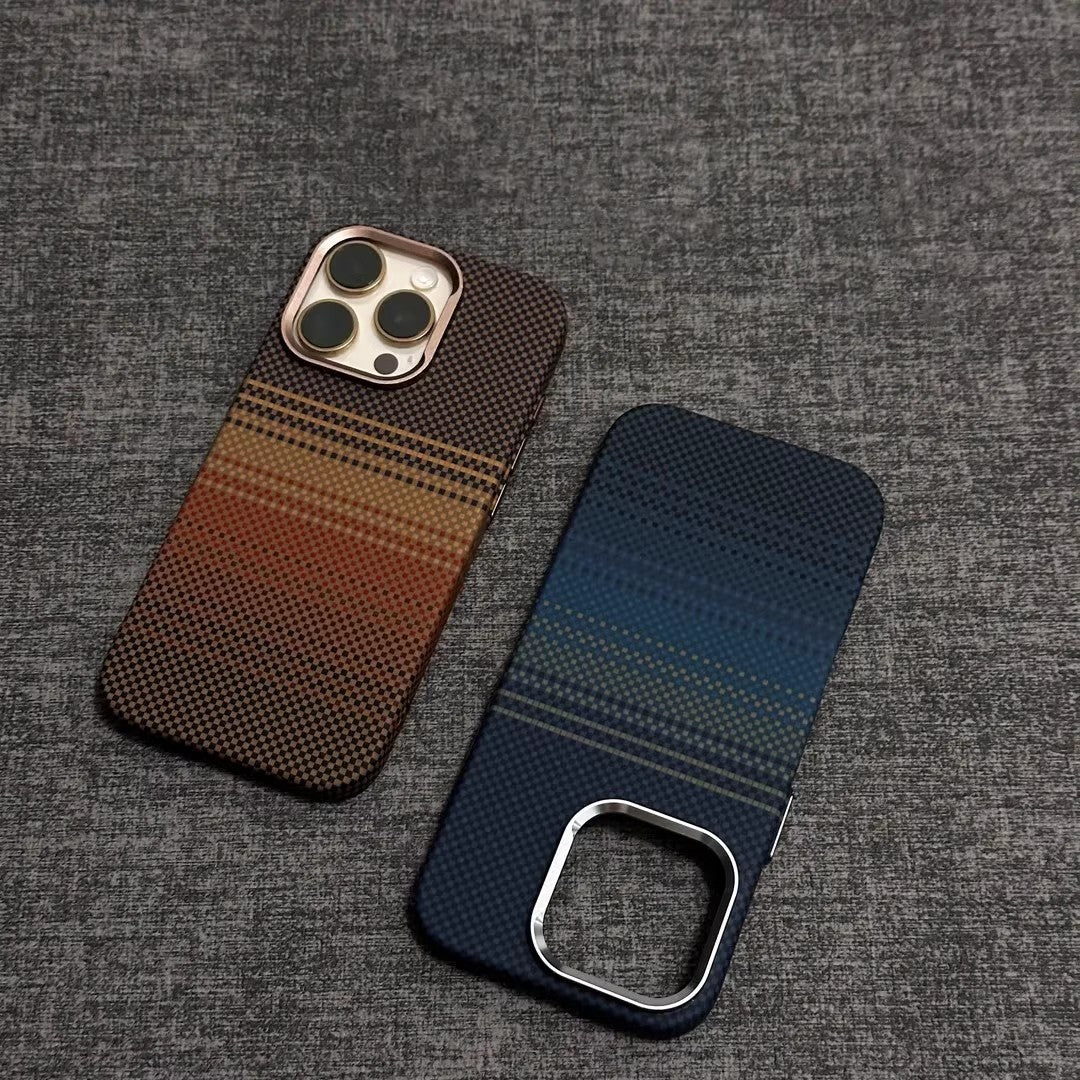 Casing iPhone Magnetik Serat Karbon Kevlar Bercahaya