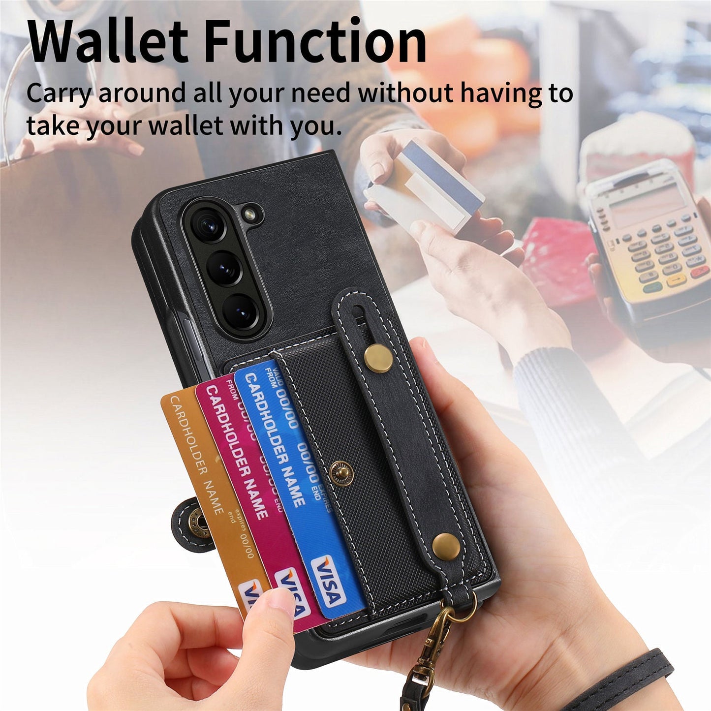 Gelang Tali Lanyard Slot Kartu Casing Kulit Casing Ponsel Samsung Z Fold