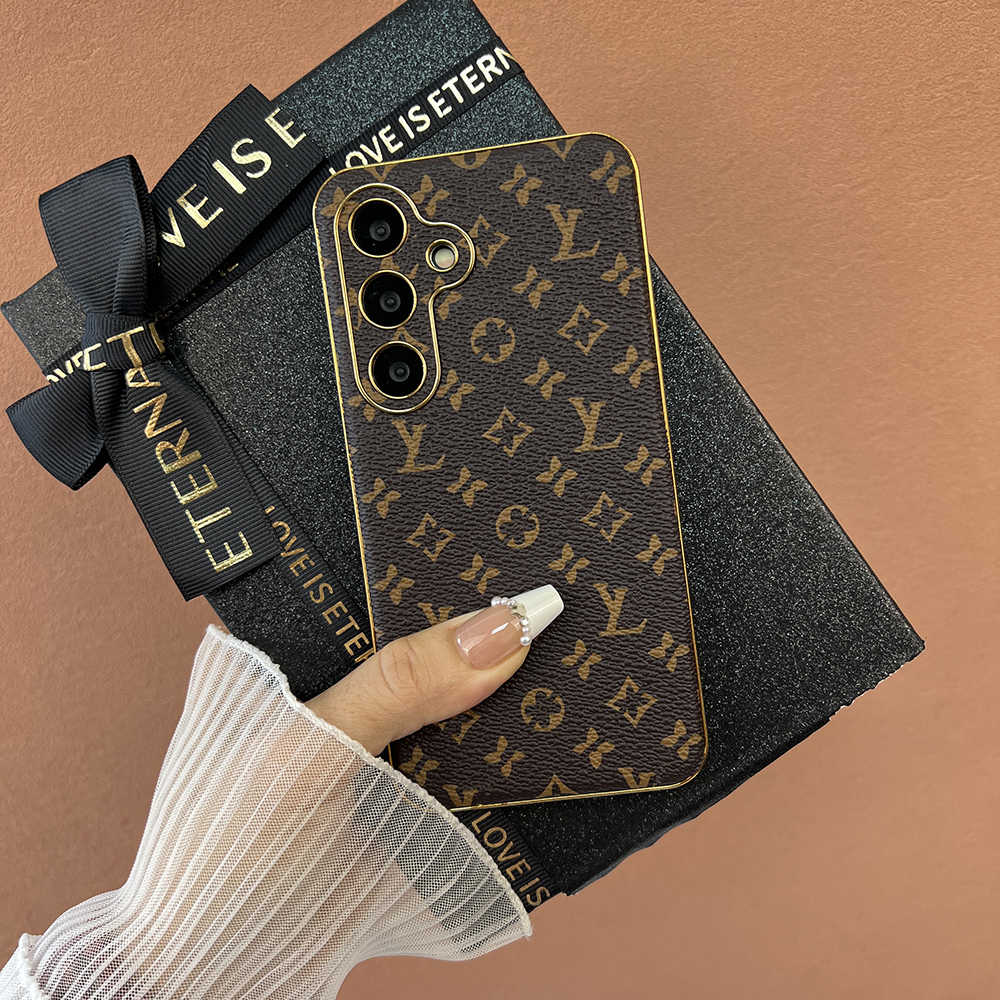 Casing pelindung Samsung mewah kulit bermerek fashion