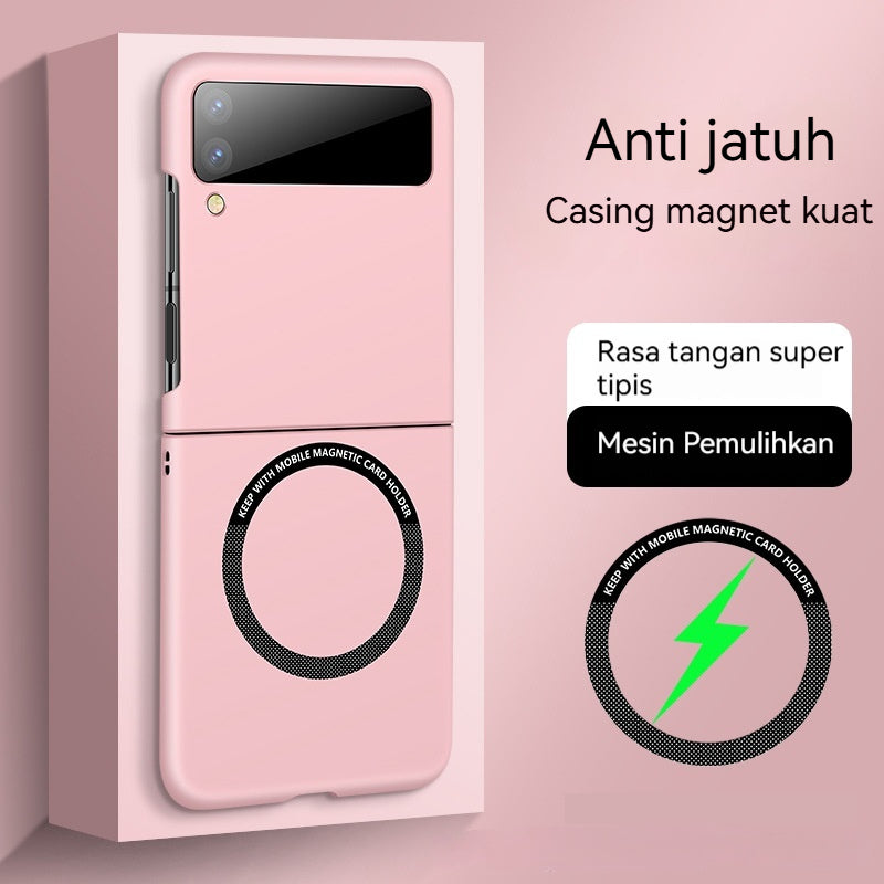 Casing ponsel Samsung Z Flip magnetik warna solid