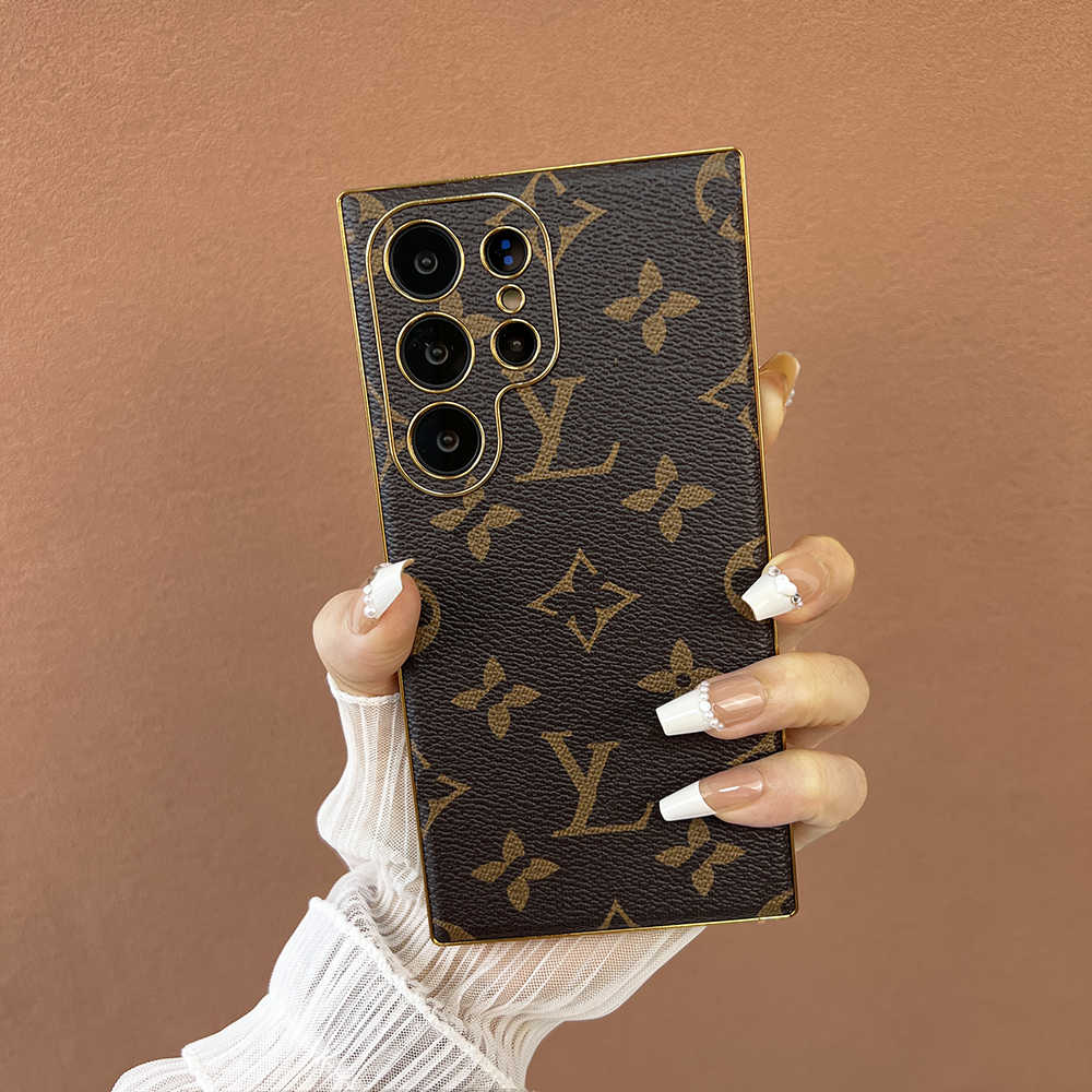 Casing pelindung Samsung mewah kulit bermerek fashion