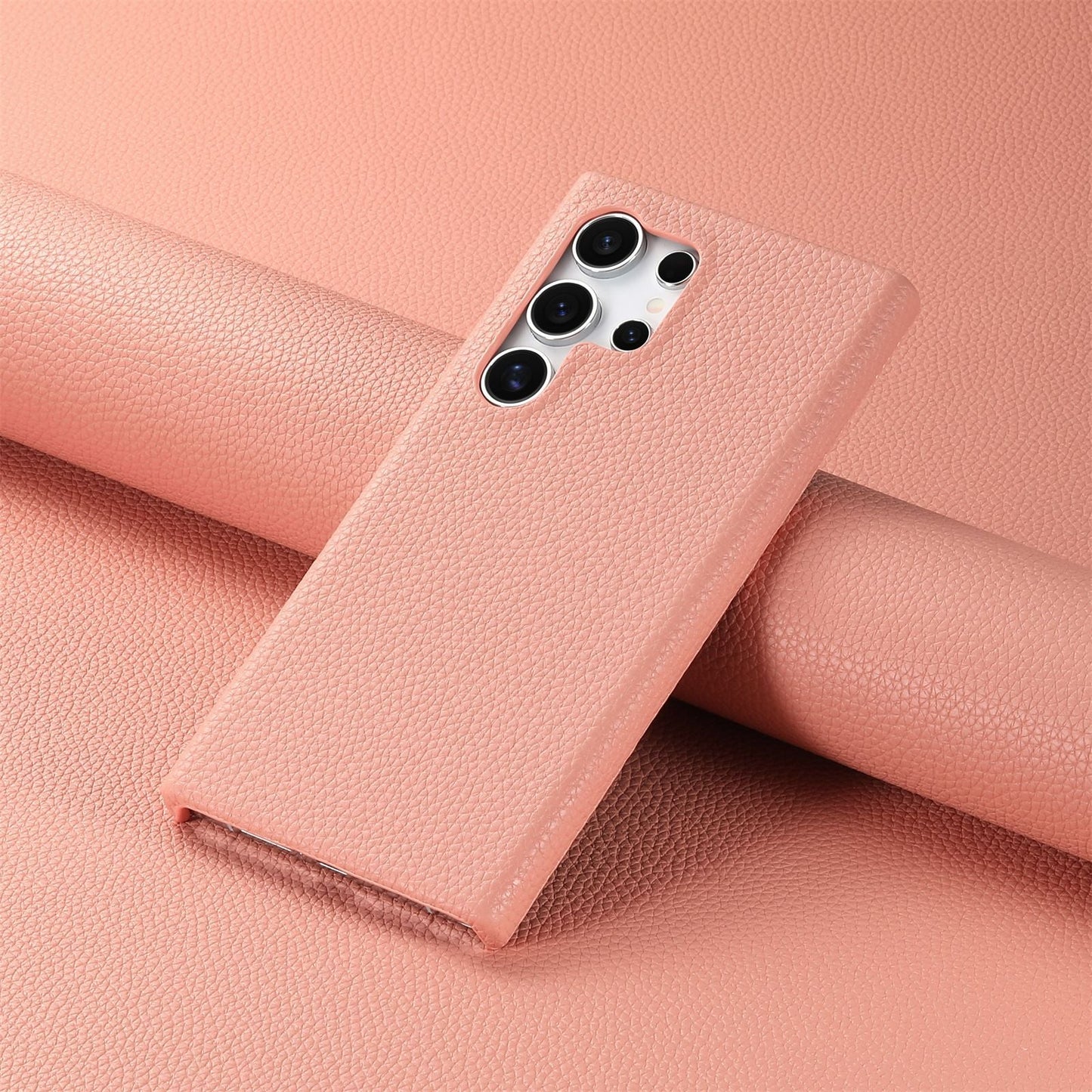 Casing Dompet Samsung Motif Leci Warna Solid Sederhana