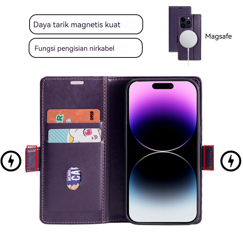 Casing iPhone Magnetik Dompet Kulit
