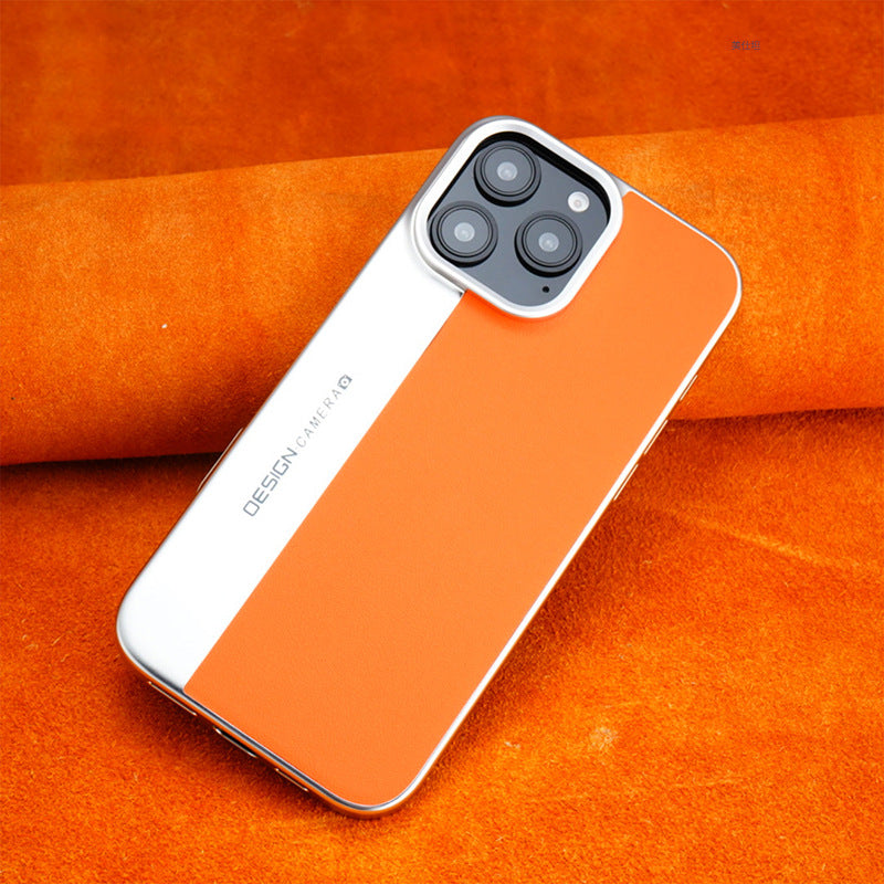 Casing ponsel Apple berbahan kulit elektroplating