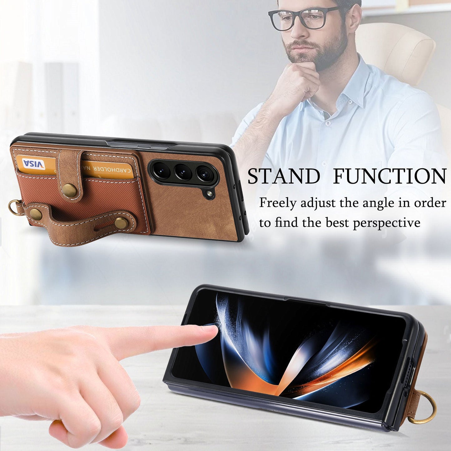 Gelang Tali Lanyard Slot Kartu Casing Kulit Casing Ponsel Samsung Z Fold