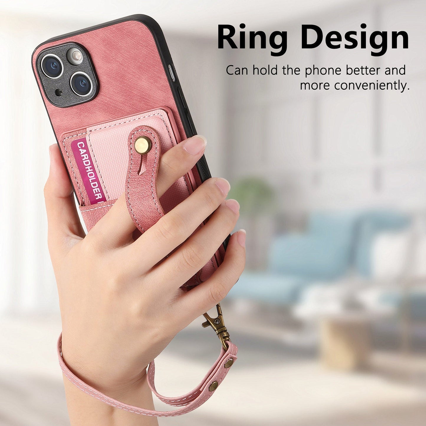 Gelang Lanyard Slot Kartu Kulit Kasus Apple Phone Case