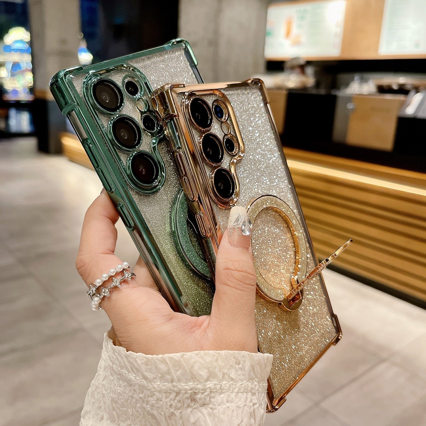 Casing Magnetik Glitter Kupu-kupu Mengkilap untuk Samsung