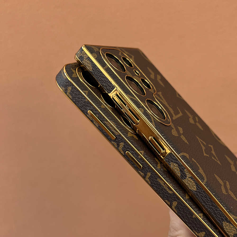 Casing pelindung Samsung mewah kulit bermerek fashion