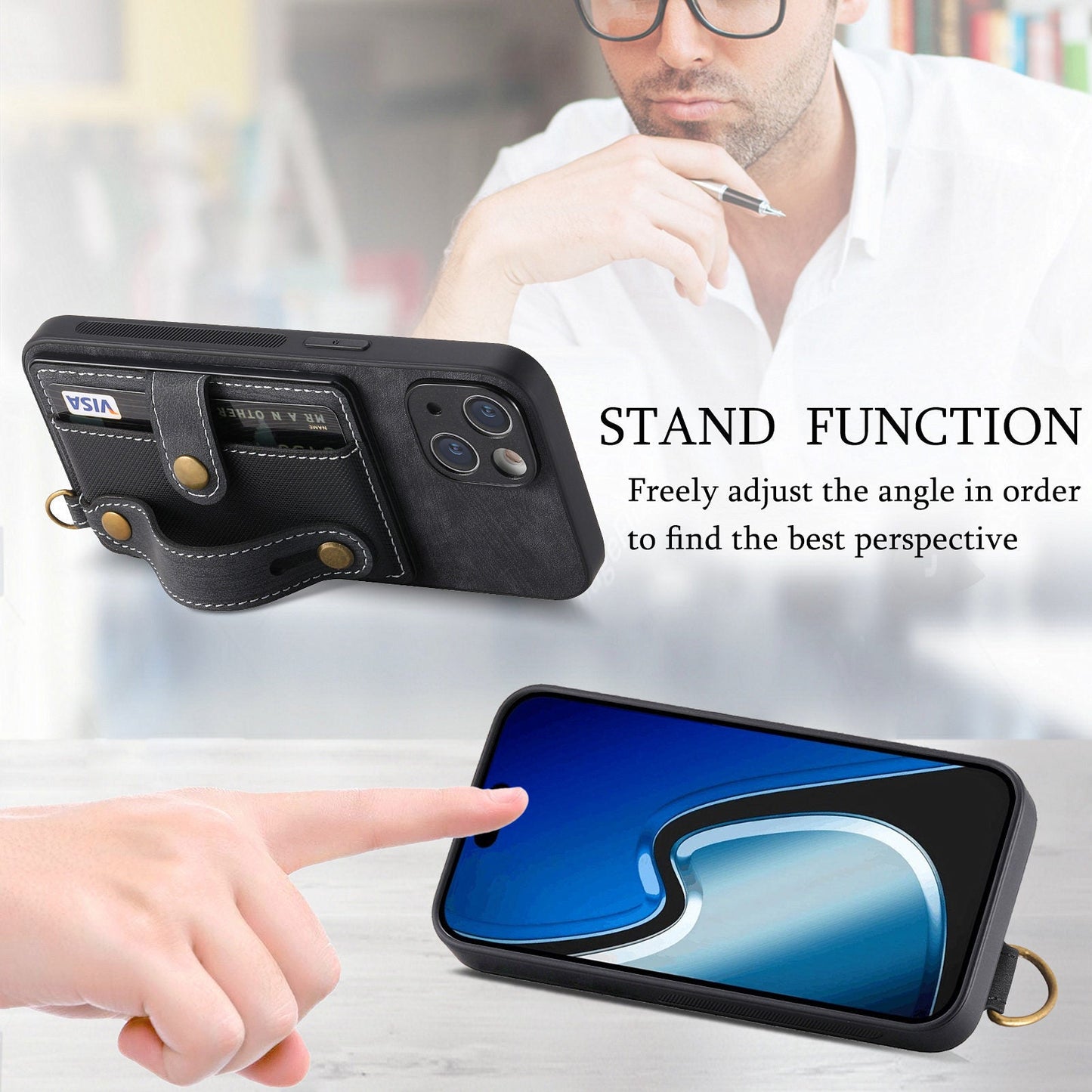 Gelang Lanyard Slot Kartu Kulit Kasus Apple Phone Case