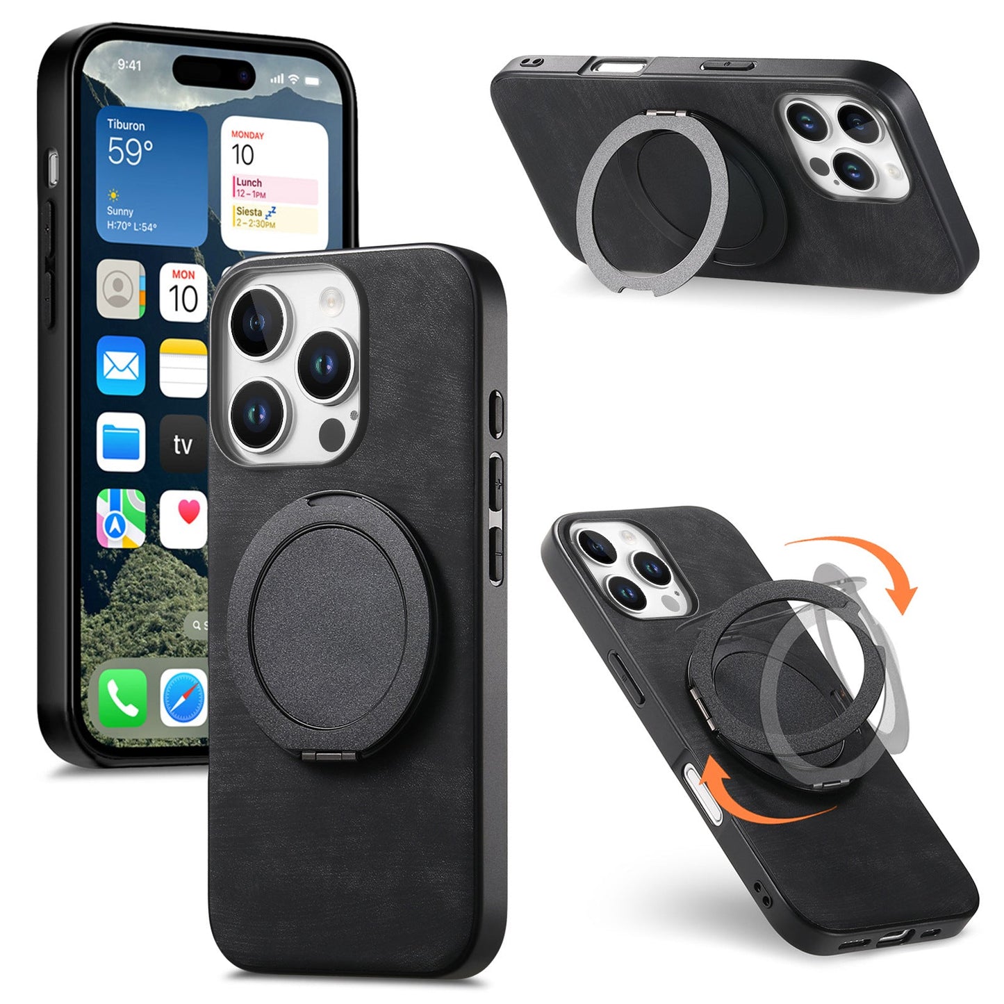 Casing iPhone dengan cincin magnet berputar bundar