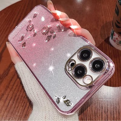 Casing ponsel Apple dengan cincin berlapis elektro berkilau