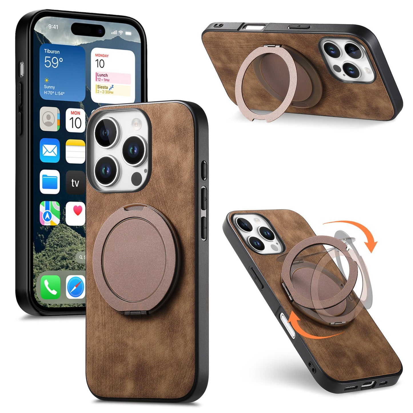 Casing iPhone dengan cincin magnet berputar bundar