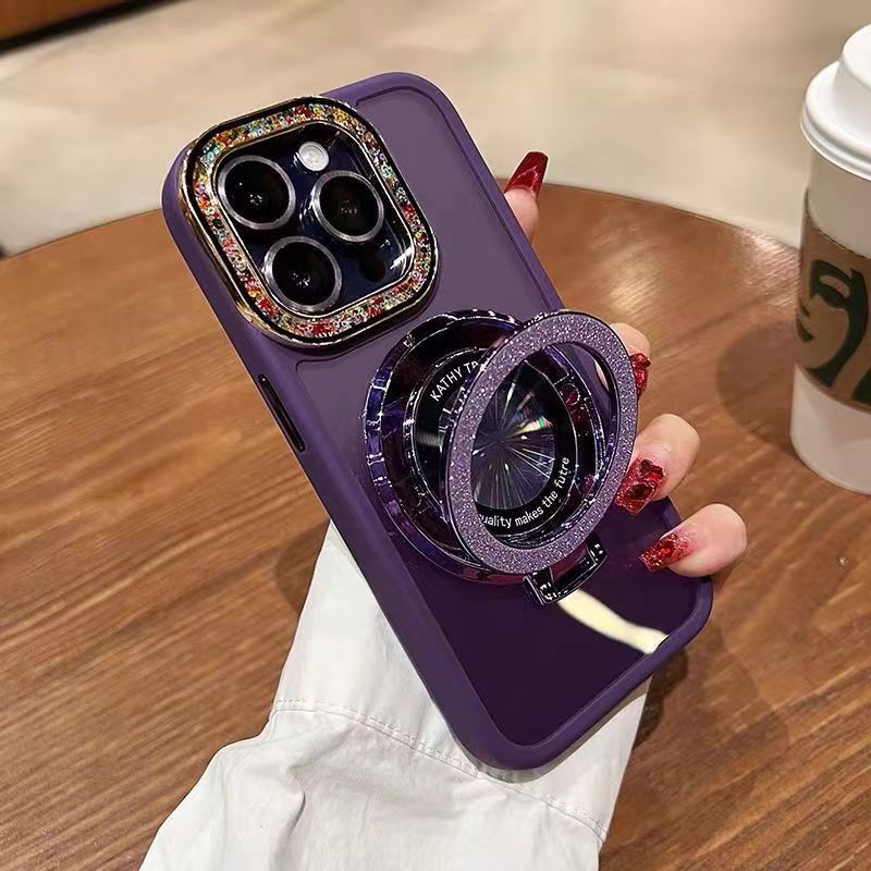 Casing ponsel Apple dengan braket magnet berkedip
