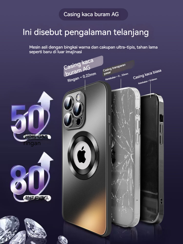 Casing iPhone magnetik kaca buram