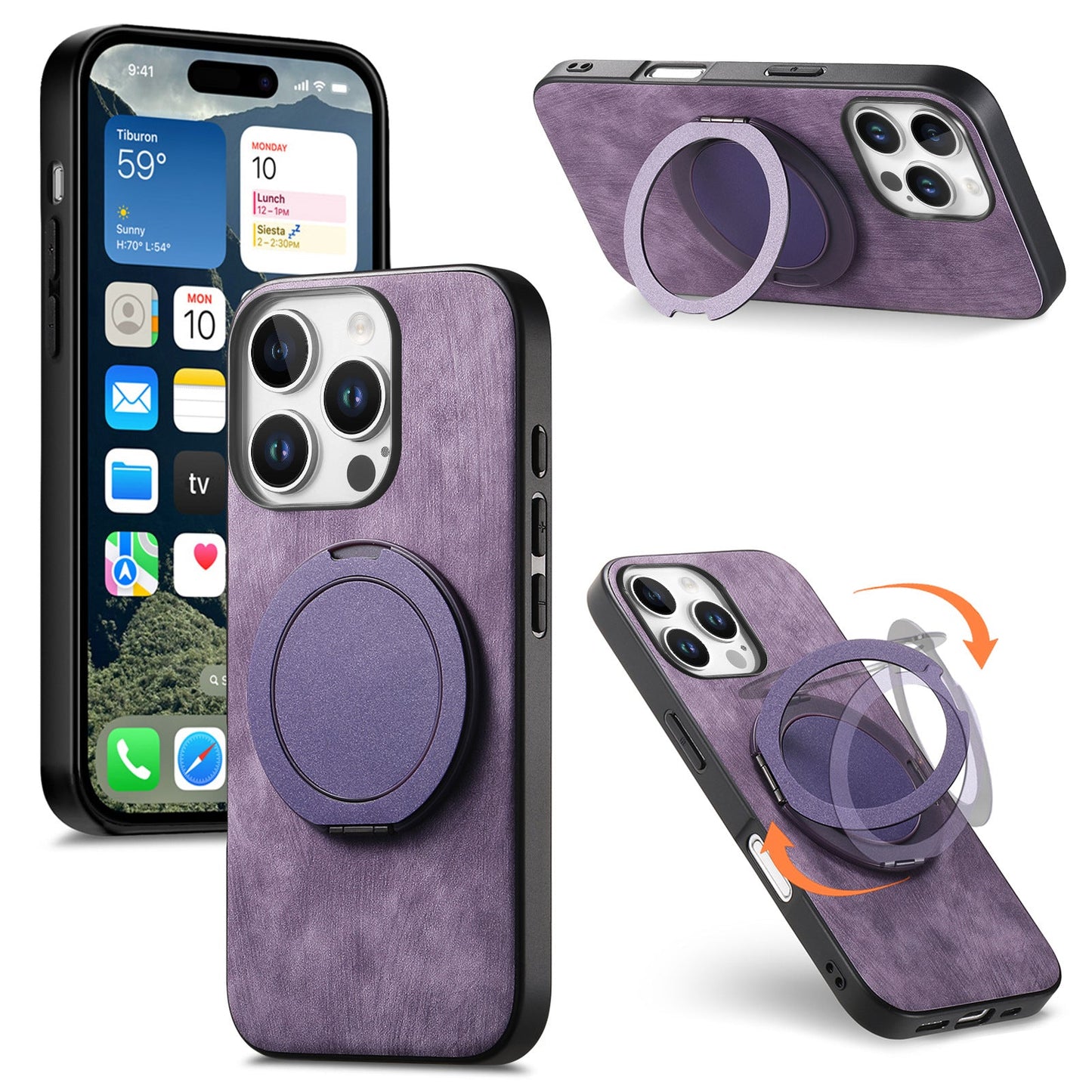 Casing iPhone dengan cincin magnet berputar bundar