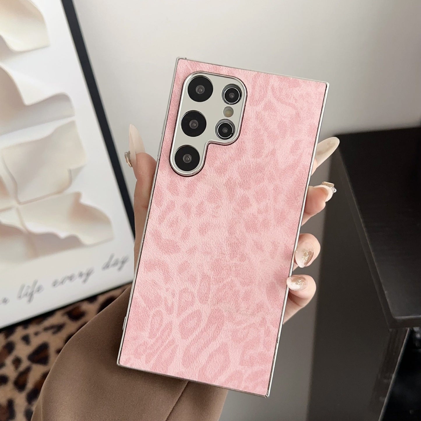 Casing ponsel Samsung motif macan tutul elektroplating