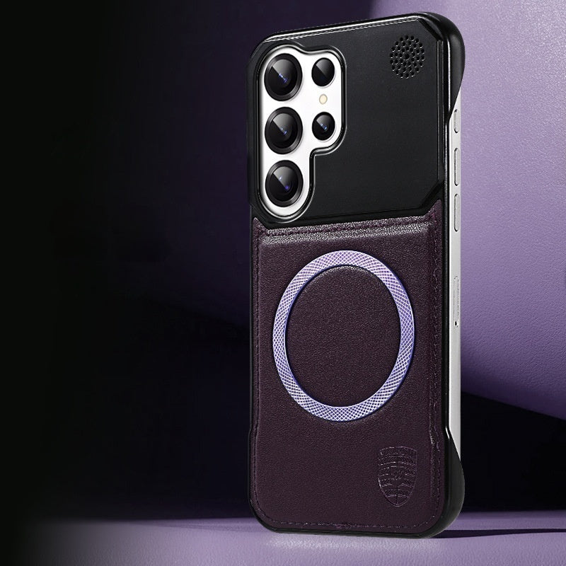 Casing ponsel Samsung tanpa batas magnetik motif kulit aromaterapi