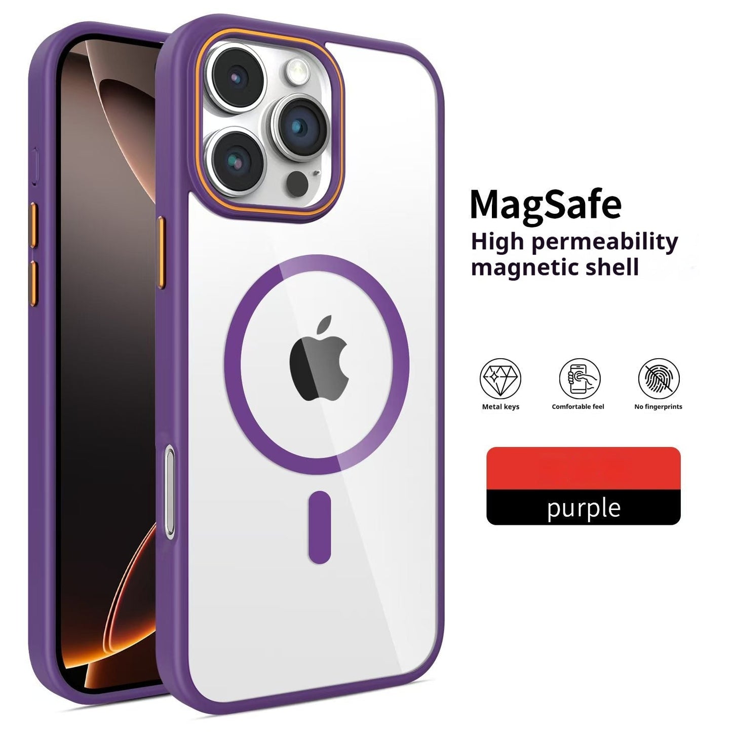 Casing iPhone magnetik warna kontras kuku cincin