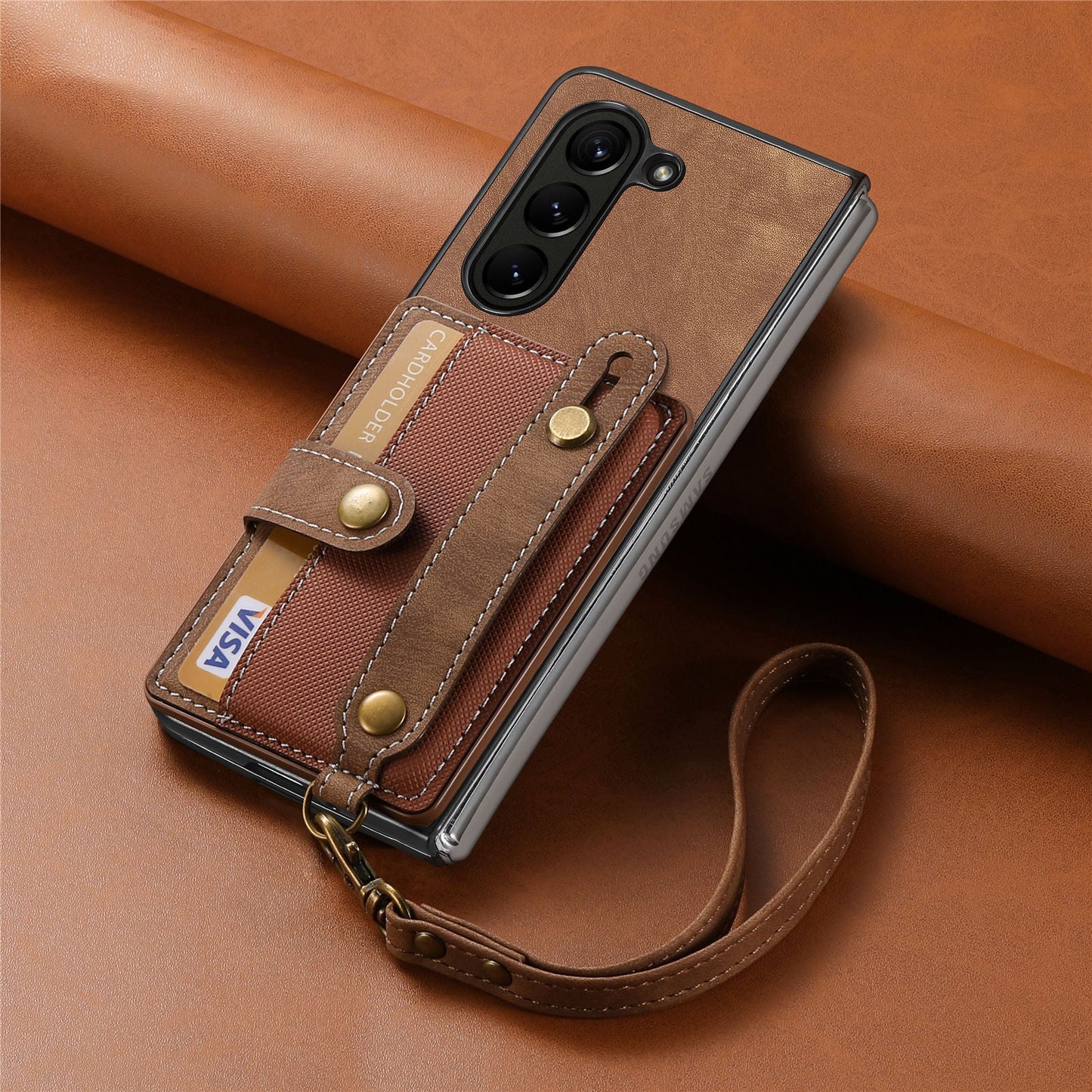Gelang Tali Lanyard Slot Kartu Casing Kulit Casing Ponsel Samsung Z Fold
