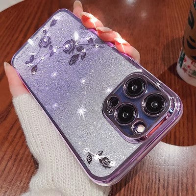 Casing ponsel Apple dengan cincin berlapis elektro berkilau