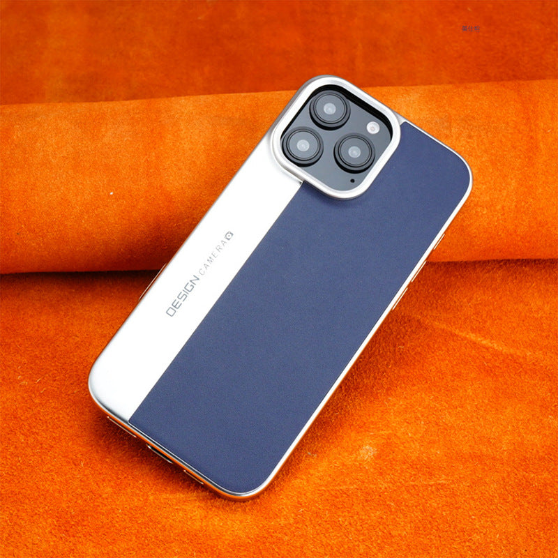 Casing ponsel Apple berbahan kulit elektroplating