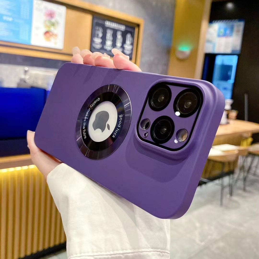 Casing ponsel Apple dengan lensa magnetik berpola CD yang terasa di kulit