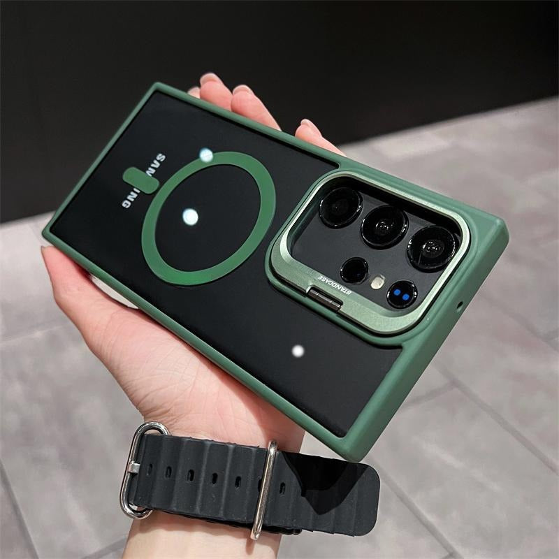 Casing ponsel Samsung magnetik braket logam tak terlihat