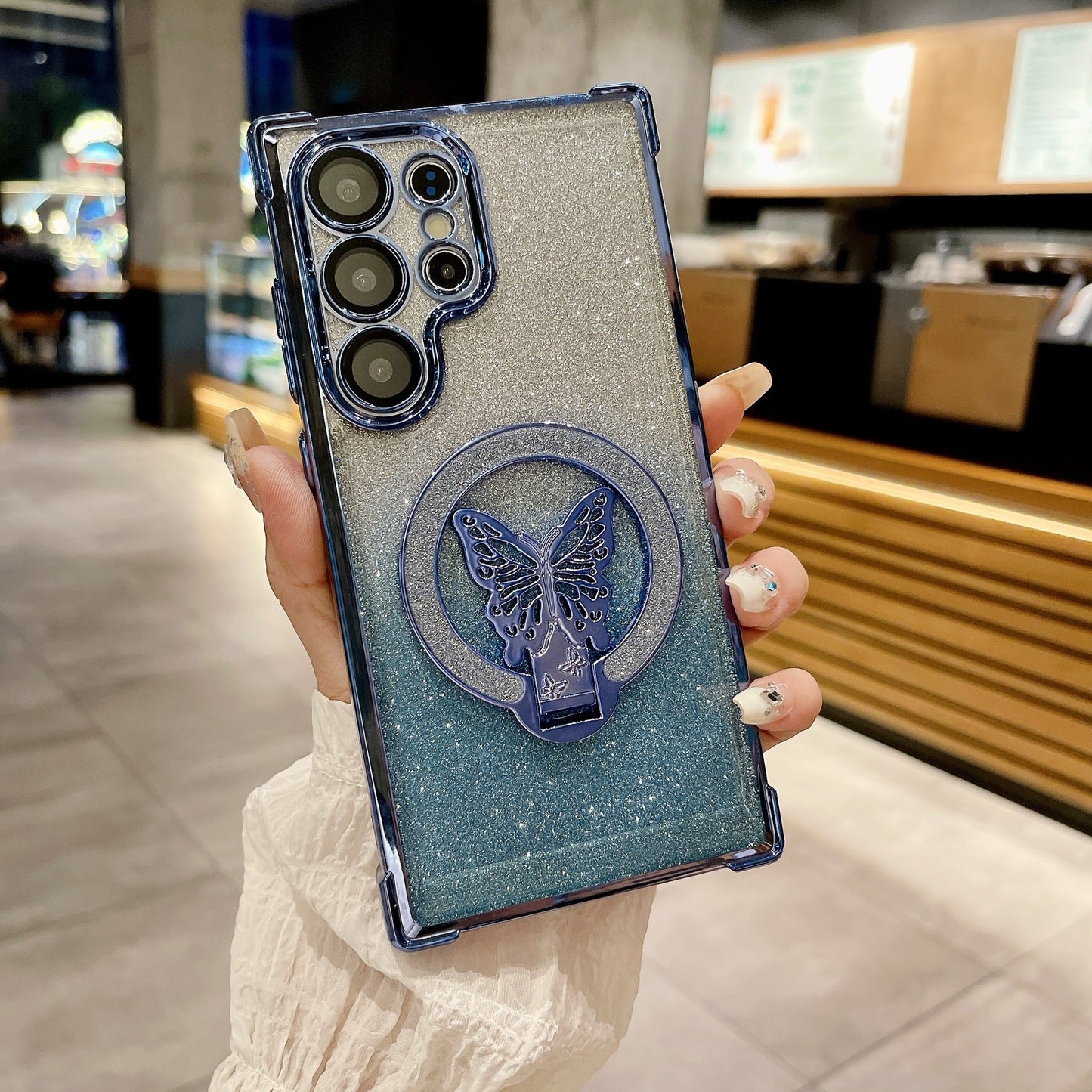 Casing Magnetik Glitter Kupu-kupu Mengkilap untuk Samsung