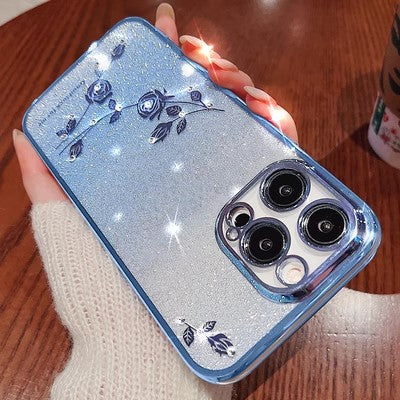 Casing ponsel Apple dengan cincin berlapis elektro berkilau