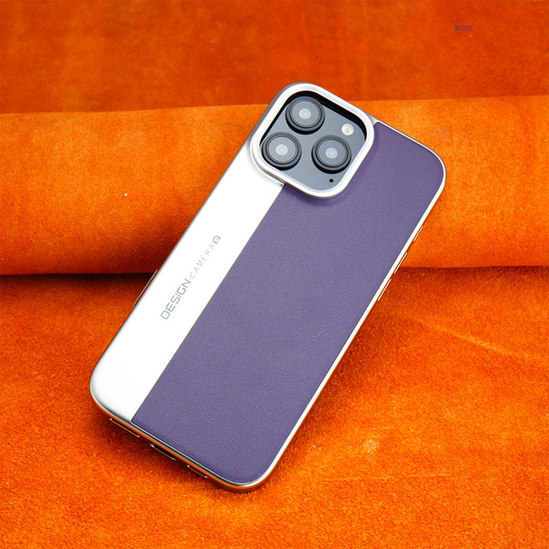 Casing ponsel Apple berbahan kulit elektroplating