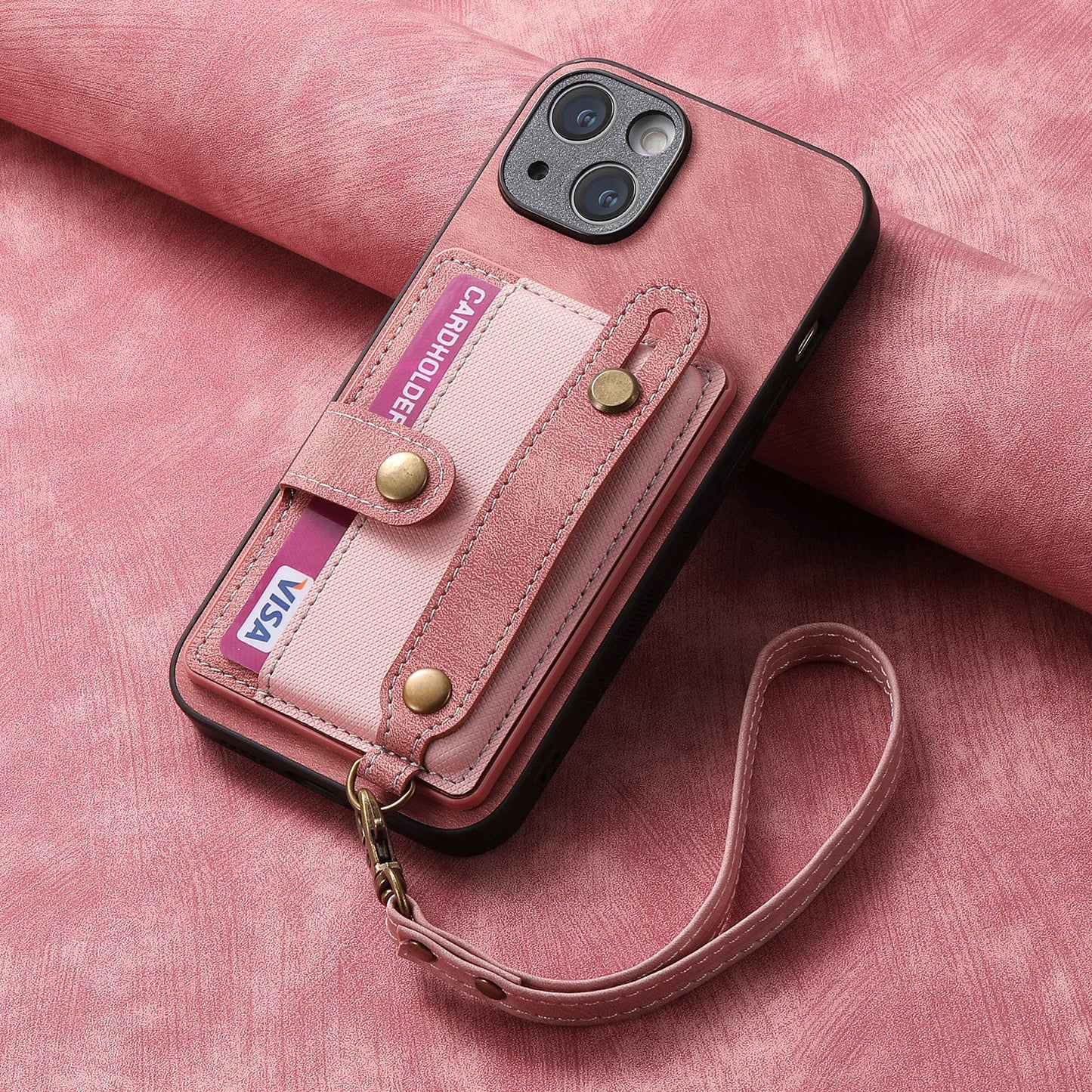 Gelang Lanyard Slot Kartu Kulit Kasus Apple Phone Case