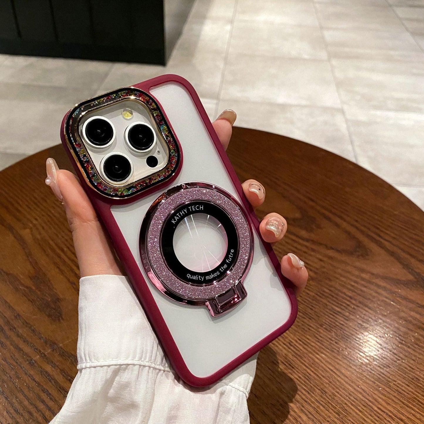 Casing ponsel Apple dengan braket magnet berkedip