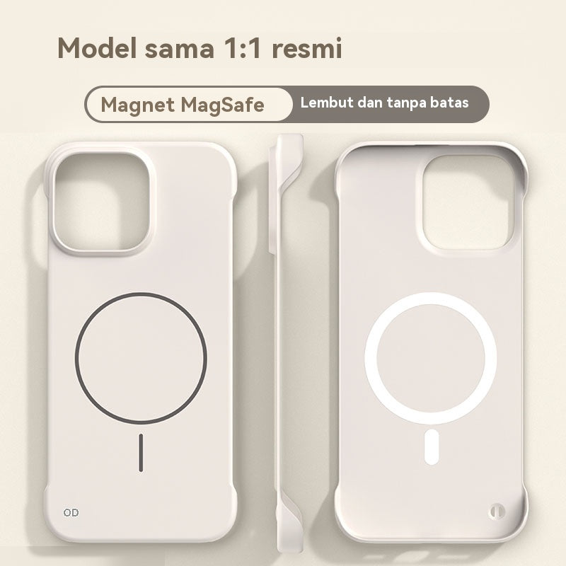 Casing ponsel Apple warna solid tanpa bingkai dengan lingkaran tipis dan magnet yang terasa di kulit