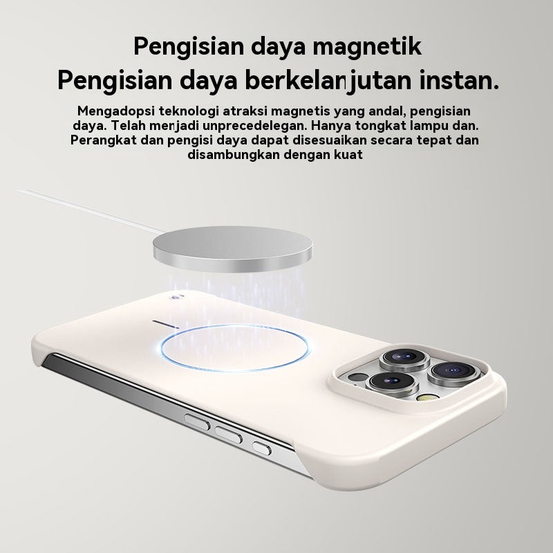 Casing ponsel Apple warna solid tanpa bingkai dengan lingkaran tipis dan magnet yang terasa di kulit