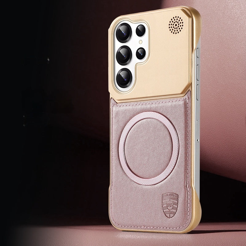 Casing ponsel Samsung tanpa batas magnetik motif kulit aromaterapi