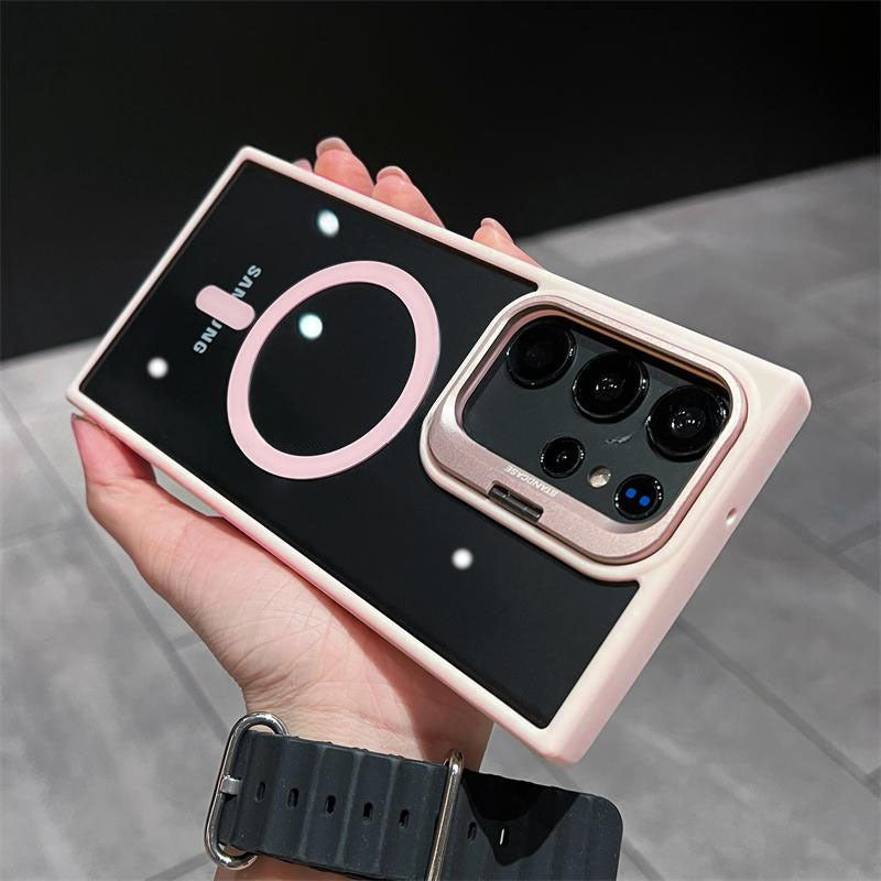 Casing ponsel Samsung magnetik braket logam tak terlihat
