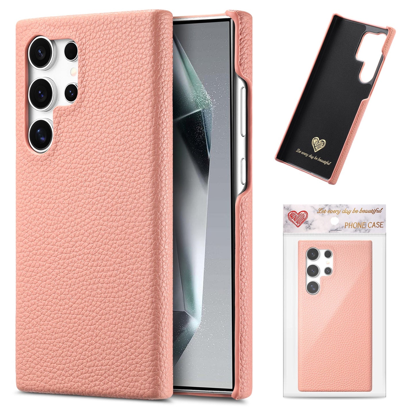 Casing Dompet Samsung Motif Leci Warna Solid Sederhana