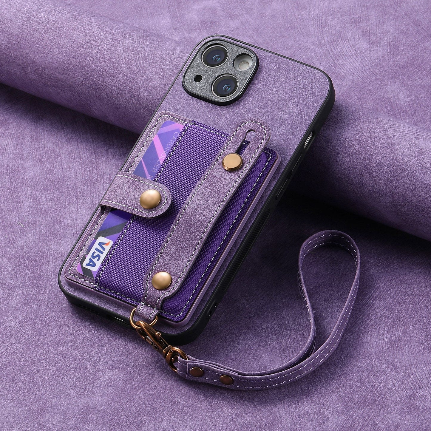 Gelang Lanyard Slot Kartu Kulit Kasus Apple Phone Case