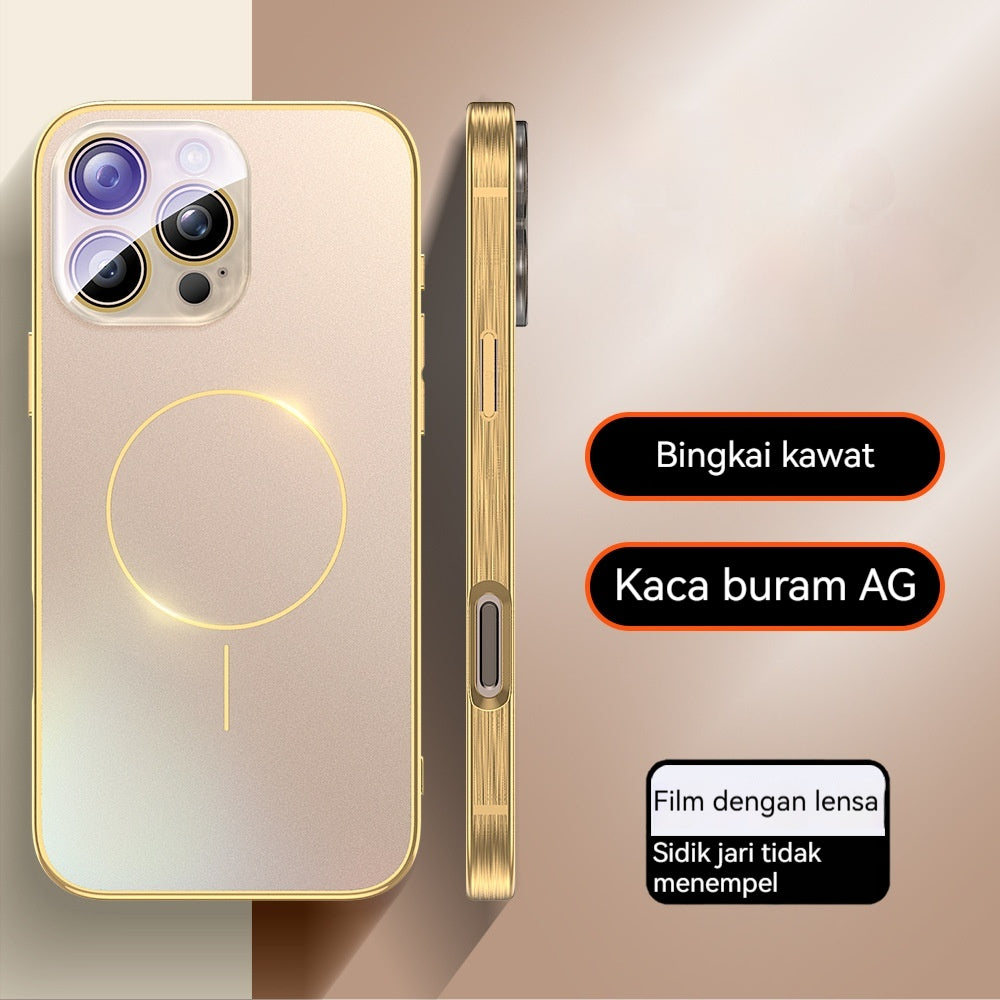Casing ponsel Apple dengan penghisap magnetik lingkaran halus berlapis elektro AG