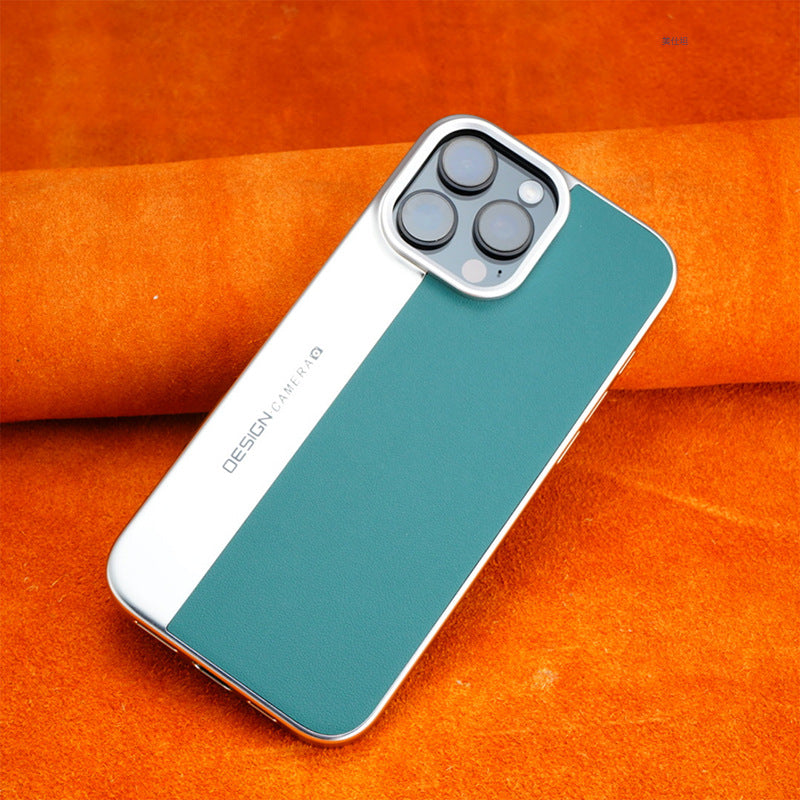 Casing ponsel Apple berbahan kulit elektroplating