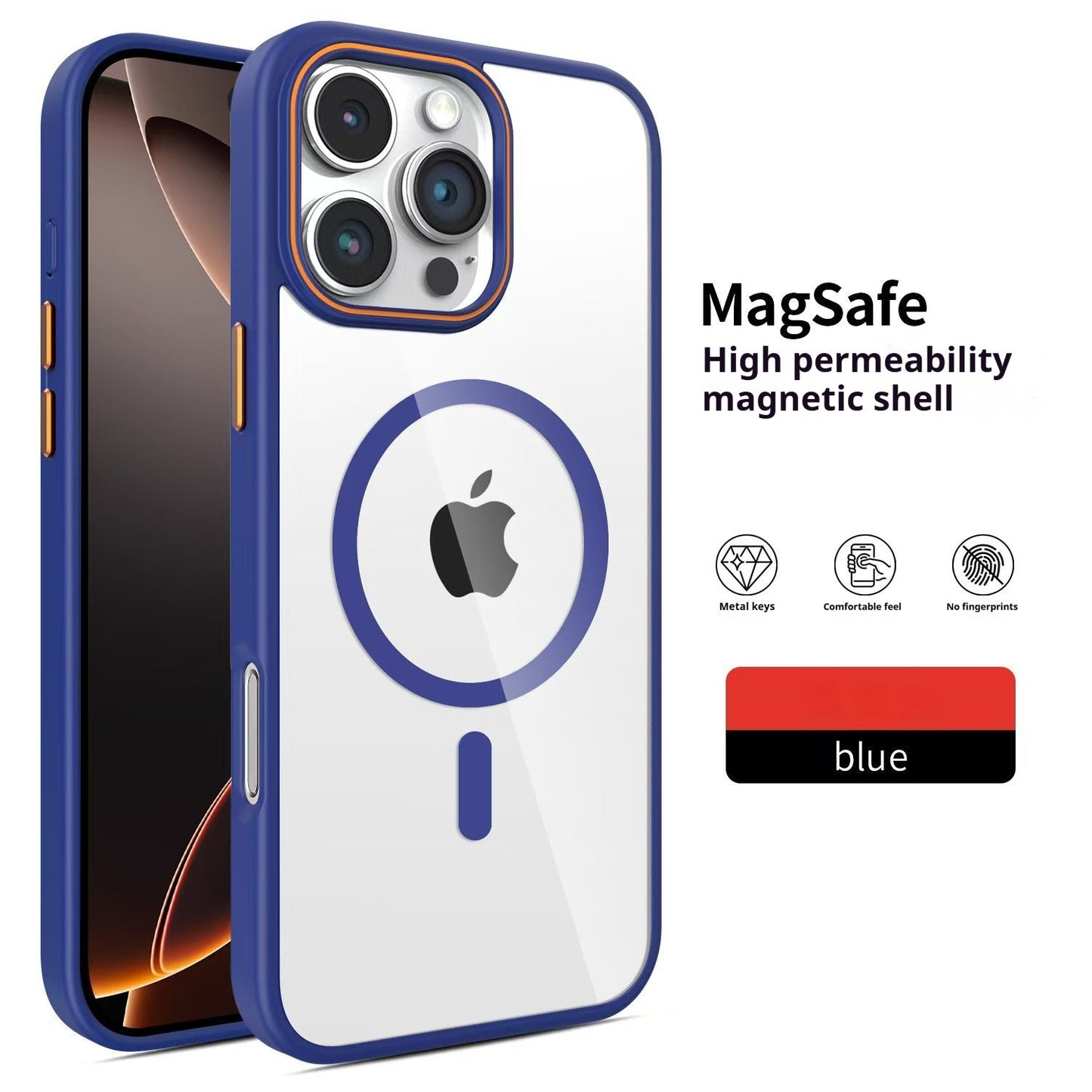 Casing iPhone magnetik warna kontras kuku cincin
